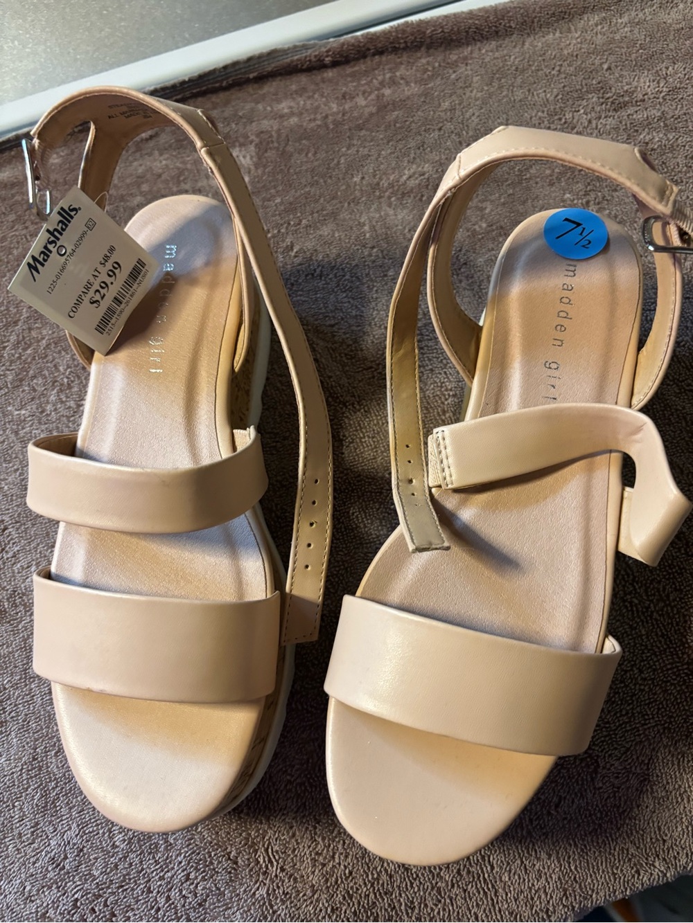 Madden Girl Beige Double-Strap Platform Sandals